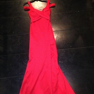 Red Cold Shoulder Prom Dress